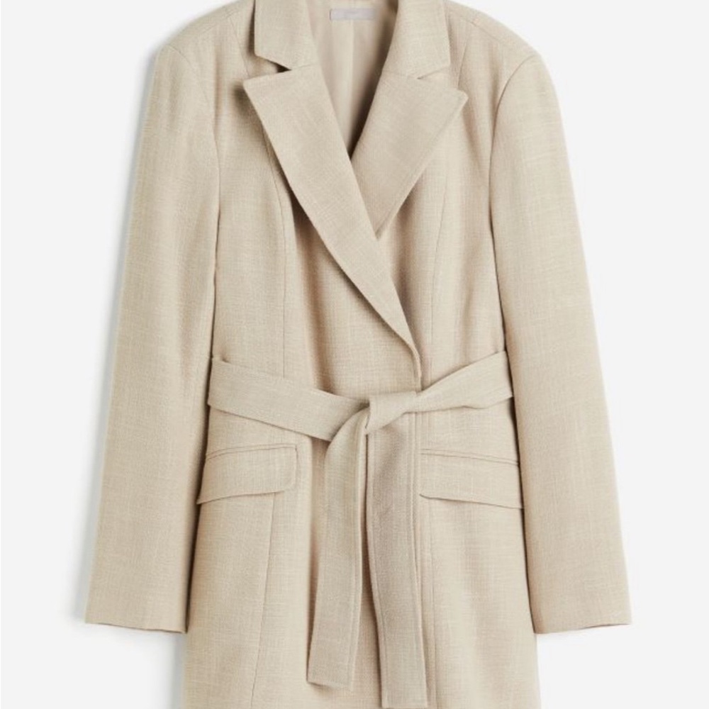 Beige / Oatmeal Tie-Belt Jacket